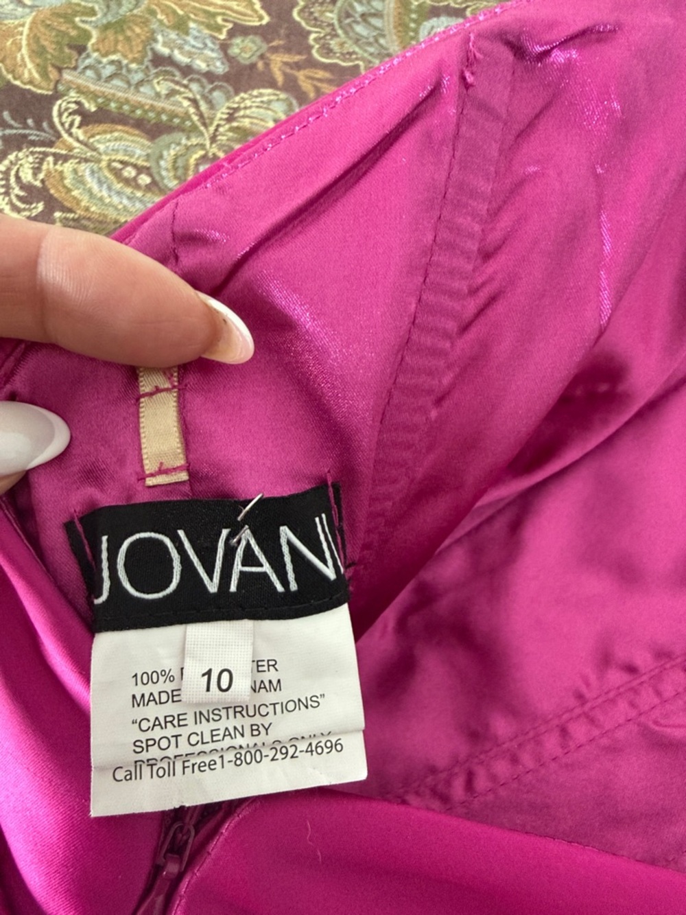 Jovani Fuchsia Strapless Satin Evening Gown - Picture 3 of 3